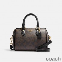 Coach Mini Rowan Satchel in Signature Canvas Brown/Black