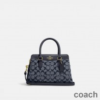 Carryall Coach Mini Darcie în pânză semnătură bleumarin