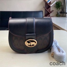 Geantă Coach Georgie din pânză Signature Kaki/Negru