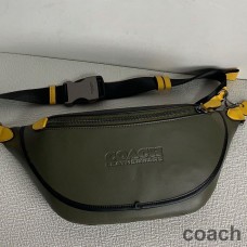 Geantă cu centură Coach League din piele de vițel colorblock verde/galben