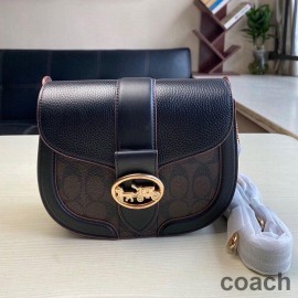 Geantă Coach Georgie din pânză Signature Kaki/Negru