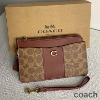 Coach L Fermuarlı Bileklik Signature Canvas Kahverengi/Haki