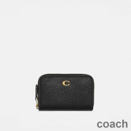 Coach Küçük Fermuarlı Kartlık Crossgrain Deri Siyah