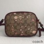 Coach Mini Jamie İmzalı Kanvas ve Yabani Çiçek Desenli Bordo Kamera Çantası