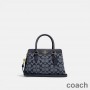 Coach Mini Darcie Tragetasche aus charakteristischem Canvas, Marineblau