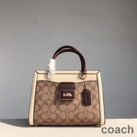 Coach Grace Carryall i Signature Canvas och Snake Leather Khaki/Vit