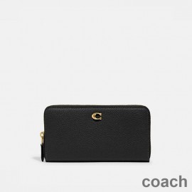 Coach Accordion Zip Wallet i Pebble Leather Black