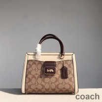 Coach Grace Carryall in Signature Canvas and Snake Leather Khaki/White