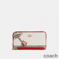 Coach 롱 지퍼 어라운드 지갑 x 디즈니 미키 마우스 x 키스 해링 페블 레더 화이트