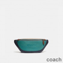 Torba na pas Coach League w kolorze cielęcej skóry w blokach kolorów, niebiesko-granatowa
