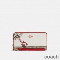 Portfel Coach Long Zip Around x Disney Mickey Mouse x Keith Haring w kolorze Pebble Leather White
