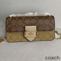 Torebka Coach Morgan Chain Crossbody z płótna Blocked Signature w kolorze khaki