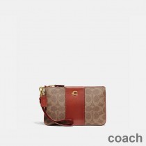 Torebka Coach Small Wristlet w kolorze Signature Canvas Khaki/Brąz