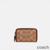 Etui na karty Coach Small Zip Around w kolorze Signature Canvas Brown