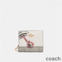 Portfel Coach Snap Wallet x Disney Mickey Mouse x Keith Haring w kolorze Pebble Leather White