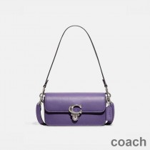 Torba Baguette Coach Studio ze skóry Glovetanned w kolorze fioletowym