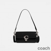 Torba Coach Studio Baguette ze skóry lakierowanej w kolorze czarnym