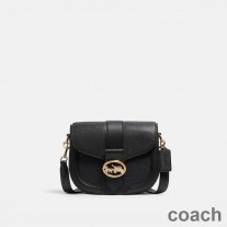 Bolso Coach Georgie Saddle en piel granulada y piel lisa negra
