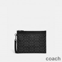 Bolsa de mano Coach Hitch en lona Signature en gris y negro