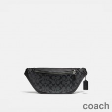 Riñonera Coach Warren en lona distintiva negra y gris