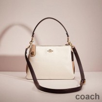 Sac à bandoulière Coach à double fermeture éclair en cuir galet color-block blanc/kaki