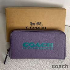 Portefeuille accordéon Coach en cuir galet violet
